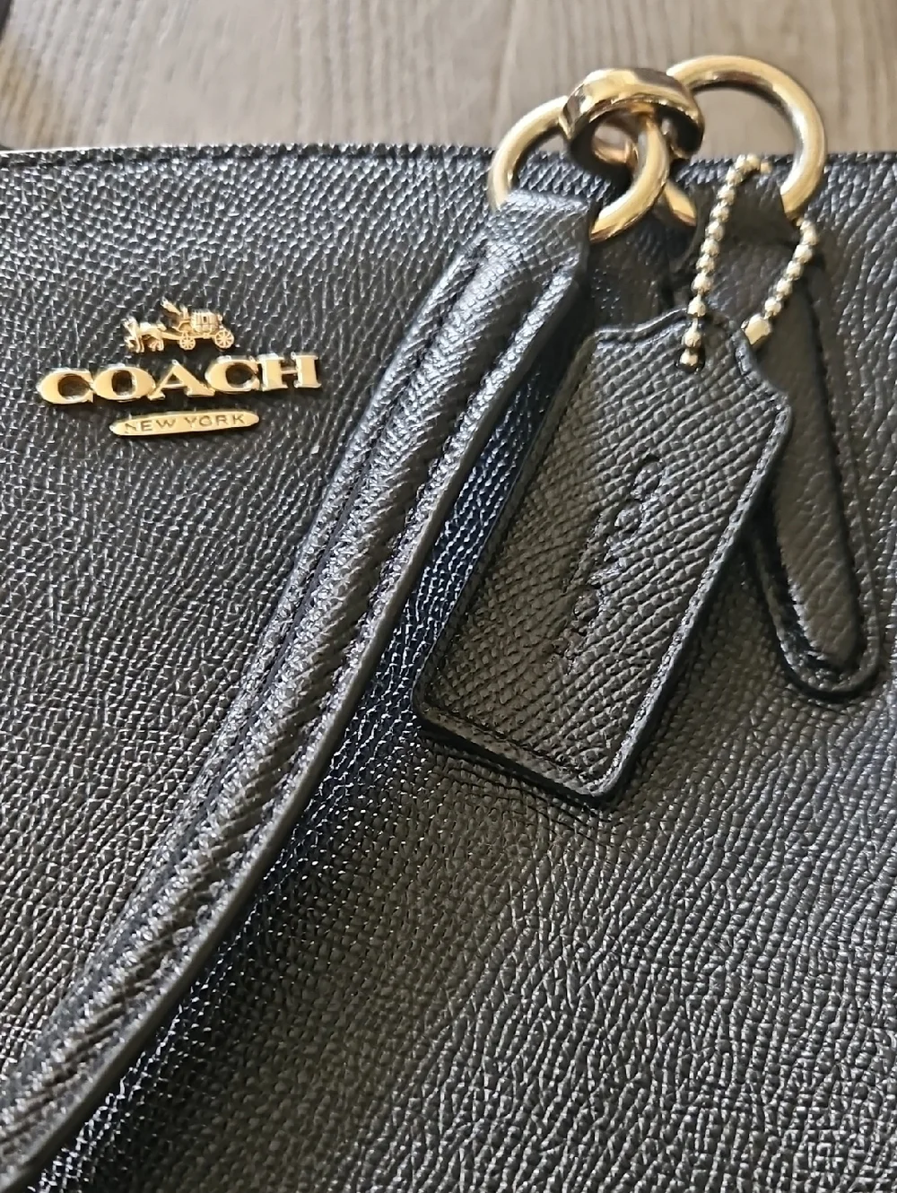 Coach Black Leather Shoulder Bag with Gold Accents - Picture 2 of 7
